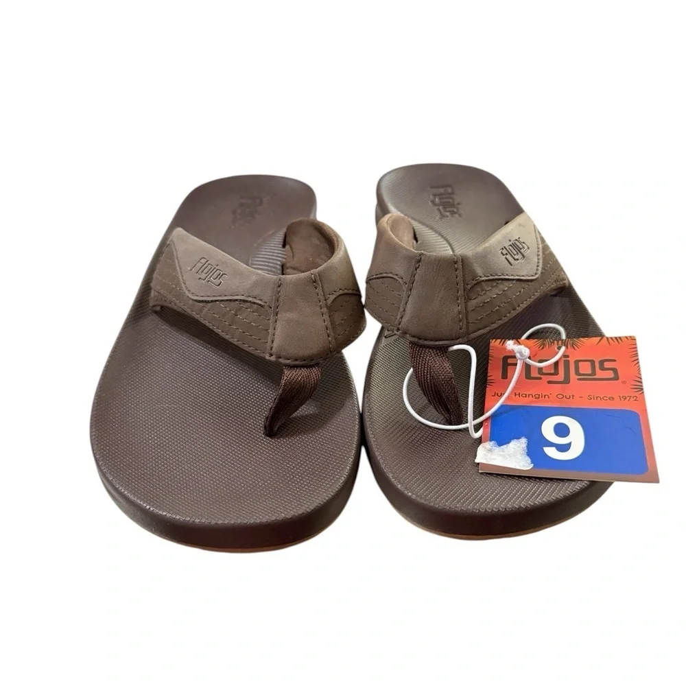 Flojos Men’s Brown Flip-Flops · Size 9
